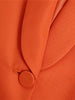 Evfer Office Lady Casual V-Neck Long Sleeve Solid Summer Long Blazers Girls Two Pockets Single Button Orange Slim Jacket Outwear