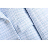 Evfer Spring Autumn Stylish Girl Double Breasted Za Blue Slim Long Blazers Women Casual Long Sleeve Texture Plaid Jacket Outwear