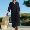 Explosion style loose dress summer regular sleeves single-breasted cotton and linen summer casual women's clothing 2022