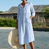 Explosion style loose dress summer regular sleeves single-breasted cotton and linen summer casual women's clothing 2022