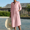 Explosion style loose dress summer regular sleeves single-breasted cotton and linen summer casual women's clothing 2022