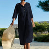 Explosion style loose dress summer regular sleeves single-breasted cotton and linen summer casual women's clothing 2022
