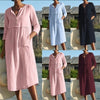 Explosion style loose dress summer regular sleeves single-breasted cotton and linen summer casual women's clothing 2022
