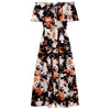 Explosions European American women  loose dress short sleeve shoulder print with black floral background strawberry dress
