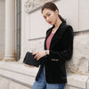 Exquisite ladies suit blue gold velvet small suit short jacket female long sleeve spring and autumn thin section 2023 new