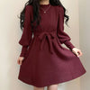 Ezgaga Lace-up Sweater Dress Women Lantern Long Sleeve Solid Korean Autumn Winter Bottoming Female Knitted Dresses