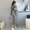 F GIRLS Autumn Blazer Skirt Suits Korean Two Piece Set Long Sleeve Suit Jacket + Split Skirt Elegant Office Lady 2 Piece Outfits