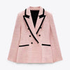 F GIRLS Fall  women's wear European and American style pink stitching slim fit all-match suit jacket