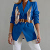 F2023 Female Suit Jacket Solid Color Tailored Collar Long Sleeve Greatcoat with Waistband for Women office lady Khaki/Black/Blue