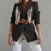 F2023 Female Suit Jacket Solid Color Tailored Collar Long Sleeve Greatcoat with Waistband for Women office lady Khaki/Black/Blue