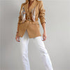F2023 Female Suit Jacket Solid Color Tailored Collar Long Sleeve Greatcoat with Waistband for Women office lady Khaki/Black/Blue