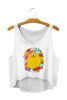 F556 Hot Style Women Fashion Vests Character Patterns Printing White Sexy Summer Crop Tops Clubwear