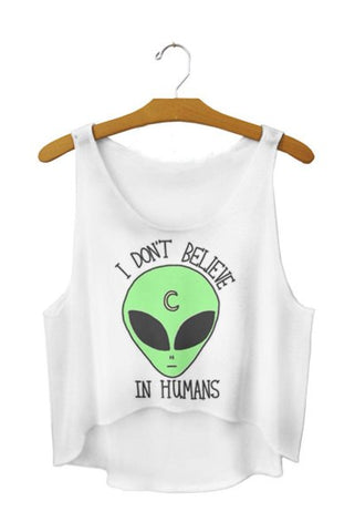 F556 Hot Style Women Fashion Vests Character Patterns Printing White Sexy Summer Crop Tops Clubwear