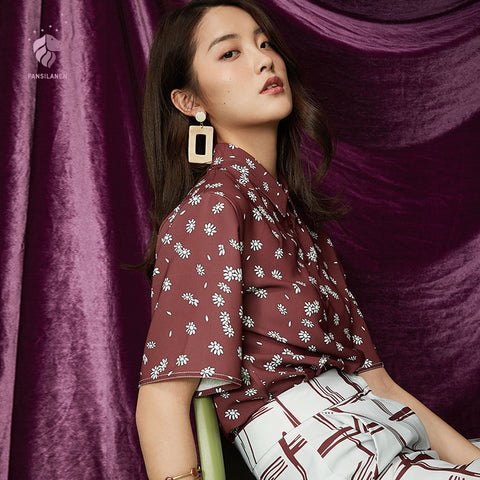 New Arrival Fashion Summer/Spring Office Women Befree Tops Blouse Shirts Blouses Print Chiffon Female Z82257