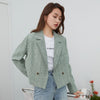 FANSILANEN Green Tweed Plaid Short Blazer Women Elegant Office Oversized Blazer Jacket Female Casual Streetwear Spring Coat 2022