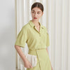 FANSILANEN Office Lady Classic Free Easy Casual Green Suit Collar Shirt 2023 Summer Skirt Polyester Suit For Women Clothes