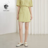 FANSILANEN Office Lady Classic Free Easy Casual Green Suit Collar Shirt 2023 Summer Skirt Polyester Suit For Women Clothes