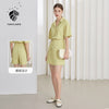 FANSILANEN Office Lady Classic Free Easy Casual Green Suit Collar Shirt 2023 Summer Skirt Polyester Suit For Women Clothes