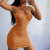 FASHSTREET Sexy Lace Up Cross Ruched Hollow Out Bodycon Dress 2022 Women Solid Color Elasticity Skinny Mini Dress Party Clubwear