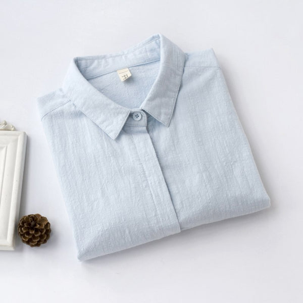 Autumn White Blouse Women Solid Shirt Long Sleeve Cotton Blouse Work Office Lady Tops 2022