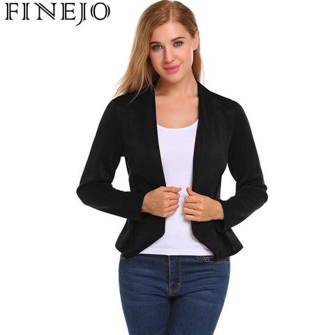 Basic Jackets Autumn Winter Coat Women's V-Neck Long Sleeve Open Front Slim Fit Casual  Blazer Jacket Office clothes