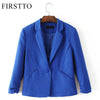 Stylish Blazers Candy Colors 3/4 Sleeve Single Button Suits Coat Trendy Women Turn-down Collar Outwear Slim Tops 5 Color