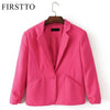 Stylish Blazers Candy Colors 3/4 Sleeve Single Button Suits Coat Trendy Women Turn-down Collar Outwear Slim Tops 5 Color