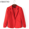 Stylish Blazers Candy Colors 3/4 Sleeve Single Button Suits Coat Trendy Women Turn-down Collar Outwear Slim Tops 5 Color
