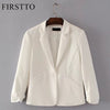 Stylish Blazers Candy Colors 3/4 Sleeve Single Button Suits Coat Trendy Women Turn-down Collar Outwear Slim Tops 5 Color