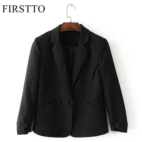 Stylish Blazers Candy Colors 3/4 Sleeve Single Button Suits Coat Trendy Women Turn-down Collar Outwear Slim Tops 5 Color