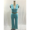 FK1492 Women Summer Fashion Jumpsuits Sleeveless V-neck Waist Belt Solid color Rompers Full Length Pants Barboteuse Coveralls