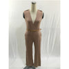 FK1492 Women Summer Fashion Jumpsuits Sleeveless V-neck Waist Belt Solid color Rompers Full Length Pants Barboteuse Coveralls