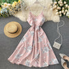 FMFSSOM Boho V Neck 2023 Floral Print Slim Sexy Spaghetti Strap Midi Long Summer Casual Party Women A-Line Beach Holiday Dress