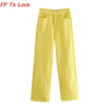 FP To Love Za Woman Vintage Wide Leg Pants Jeans Pink Green Blue Yellow 2022 Autumn Spring Street s Trousers