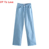 FP To Love Za Woman Vintage Wide Leg Pants Jeans Pink Green Blue Yellow 2022 Autumn Spring Street s Trousers