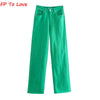 FP To Love Za Woman Vintage Wide Leg Pants Jeans Pink Green Blue Yellow 2022 Autumn Spring Street s Trousers