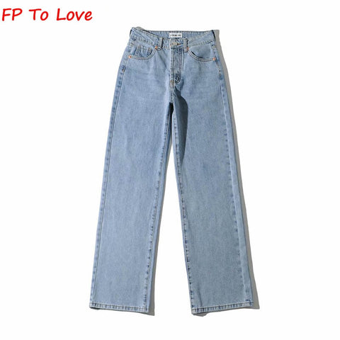 FP To Love Za Woman Wide Leg Pants Vintage Single Breasted Long Denim Streetwear Loose Button Fly Pants