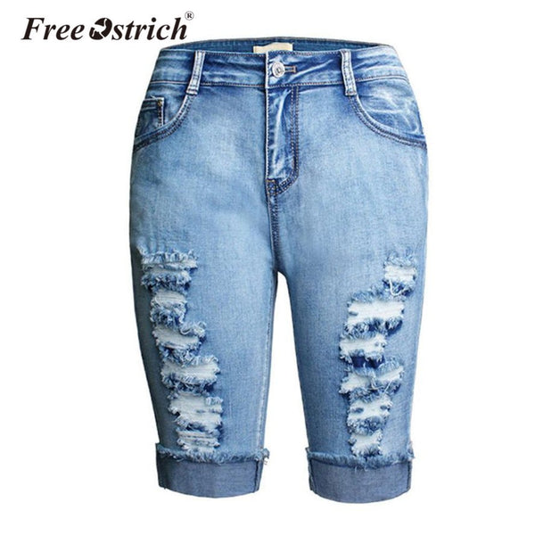 Ripped Jeans For Women Knee Length Shorts High Waist Jeans Pants Trousers Mujer Casual Denim Ripped Jeans Oct9