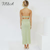 FSDA 2022 Orange Hollow Out Midi Bodycon Dress Backless Sexy Women Casual Y2K Sleeveless Summer Party Halter Neck Dresses Green