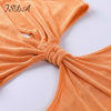FSDA 2022 Orange Hollow Out Midi Bodycon Dress Backless Sexy Women Casual Y2K Sleeveless Summer Party Halter Neck Dresses Green