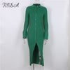 FSDA Autumn Winter Bodycon Dress Sweater Knitted Green 2022 Women Sexy Midi Split V Neck Long Sleeve Casual Dresses Party