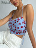 FSDA Boho Floral Print Backless Top Crop Women Sleeveless Bandage Summer 2023 Y2K Casual Tank Tops Sexy Beach Cami Off Shoulder