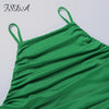 FSDA Off Shoulder Midi Bodycon Dress Green Sexy Women Long Puff Sleeve Autumn Winter Elegant Dresses Backless Party Y2K