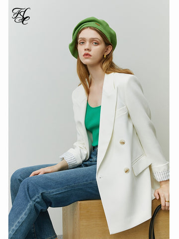 FSLE Classic Suit Jacket Women Autumn 2023 Office Lady Elegant Fashionable Casual Commuter Female Blazer Suit Solid Color