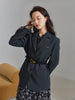 FSLE Notched Collar Full Regular Sleeve Blazers Loose Casual Midweight Single Breasted Office Lady Solid Straight Coats
