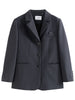 FSLE Notched Collar Full Regular Sleeve Blazers Loose Casual Midweight Single Breasted Office Lady Solid Straight Coats