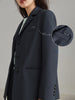 FSLE Notched Collar Full Regular Sleeve Blazers Loose Casual Midweight Single Breasted Office Lady Solid Straight Coats