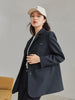 FSLE Notched Collar Full Regular Sleeve Blazers Loose Casual Midweight Single Breasted Office Lady Solid Straight Coats