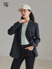 FSLE Notched Collar Full Regular Sleeve Blazers Loose Casual Midweight Single Breasted Office Lady Solid Straight Coats