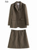 FSLE Women Winter Korean Style Wool Suits Notched Straight Wool Regular Blazers 2023 Office Lady Above Knee Length A-LINE Skirts